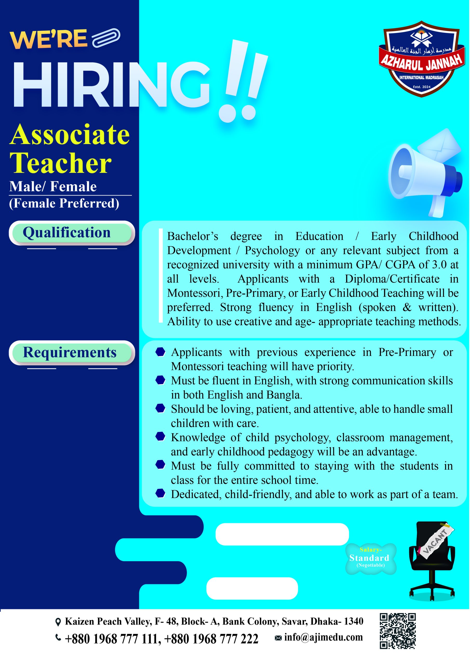 We are Hiring Associate Teacher