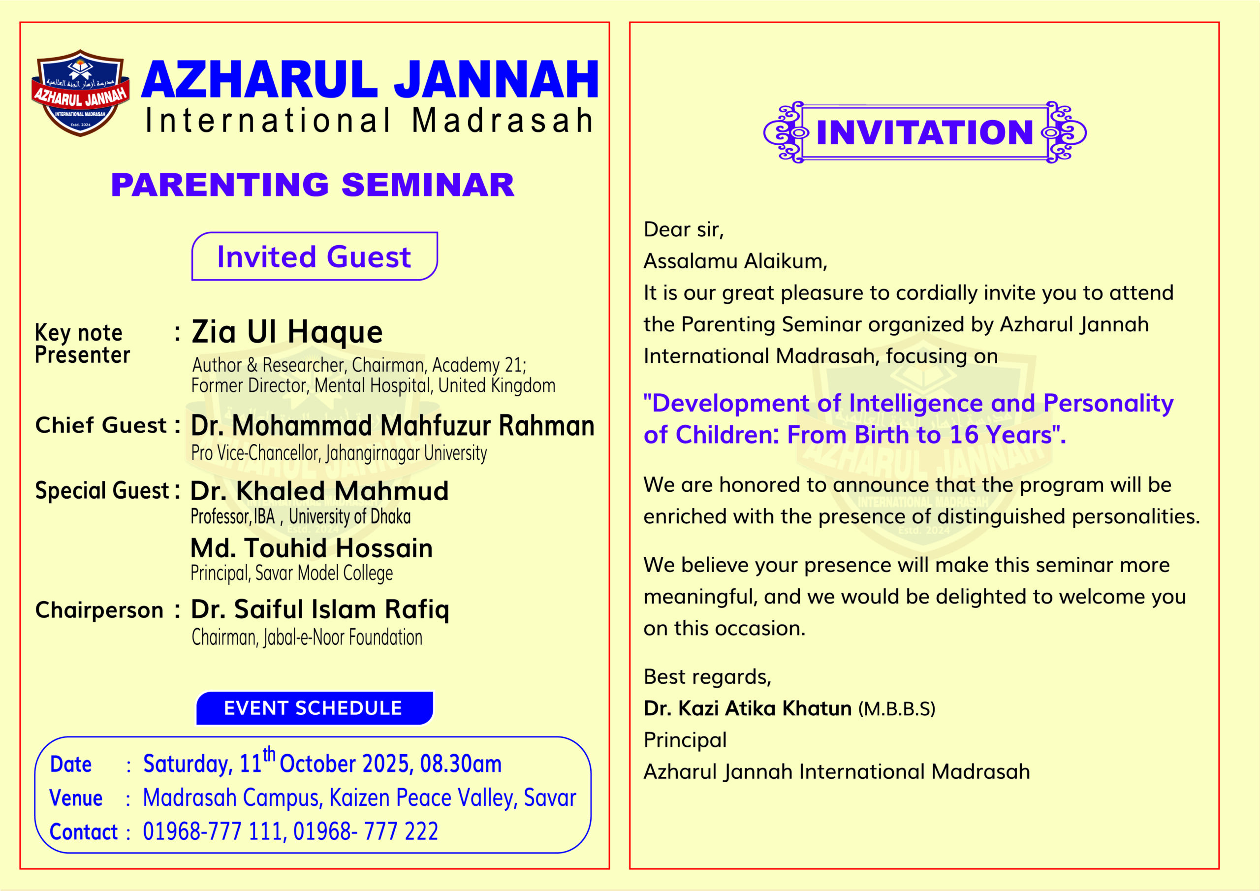 PARENTING SEMINAR 2025 | AZHARUL JANNAH INTERNATIONAL MADRASAH